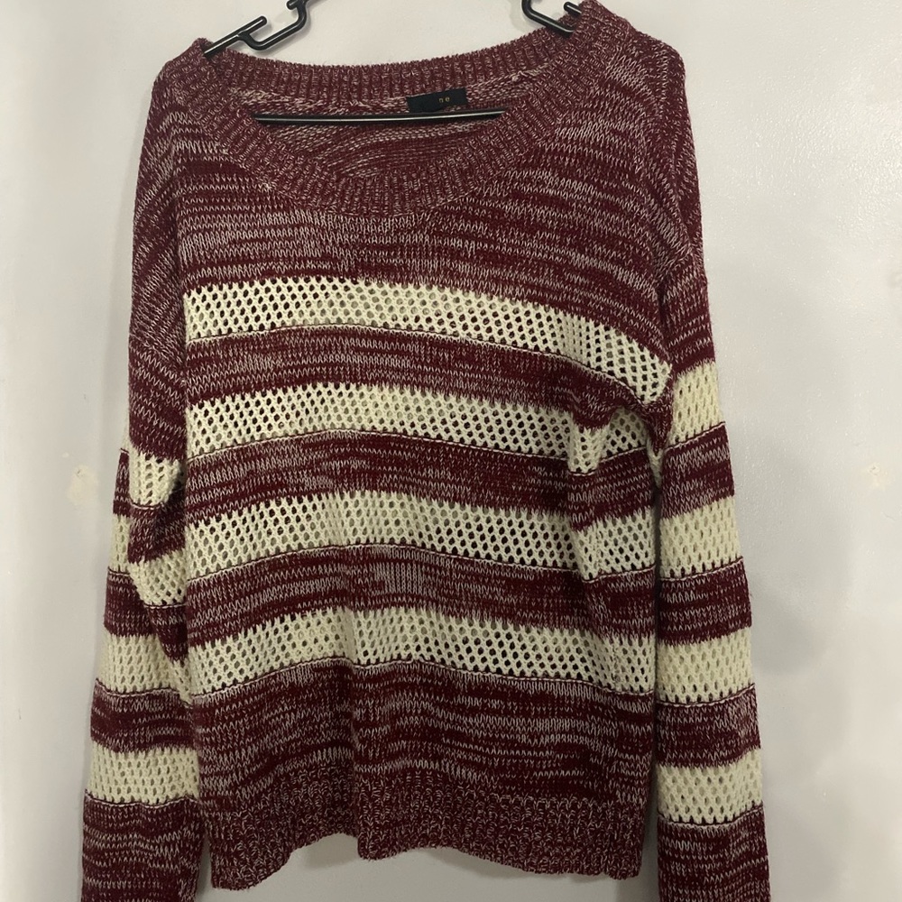 Burgundy and white striped sweater